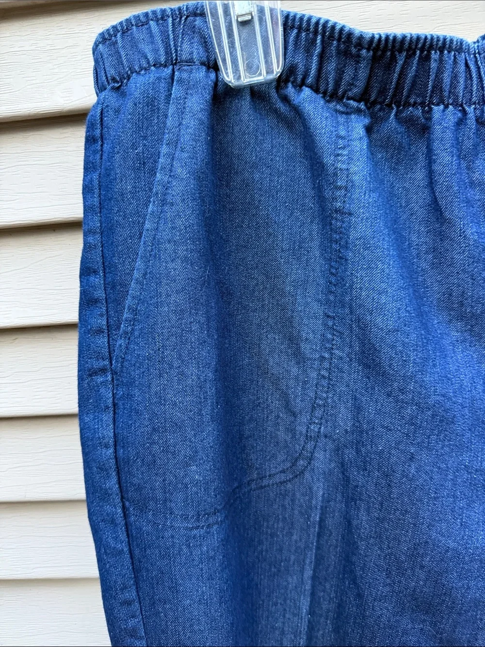 White Stag Denim Pants Jeans Cotton Blend Elastic Waist Pockets Size 14-16 - Picture 3 of 7